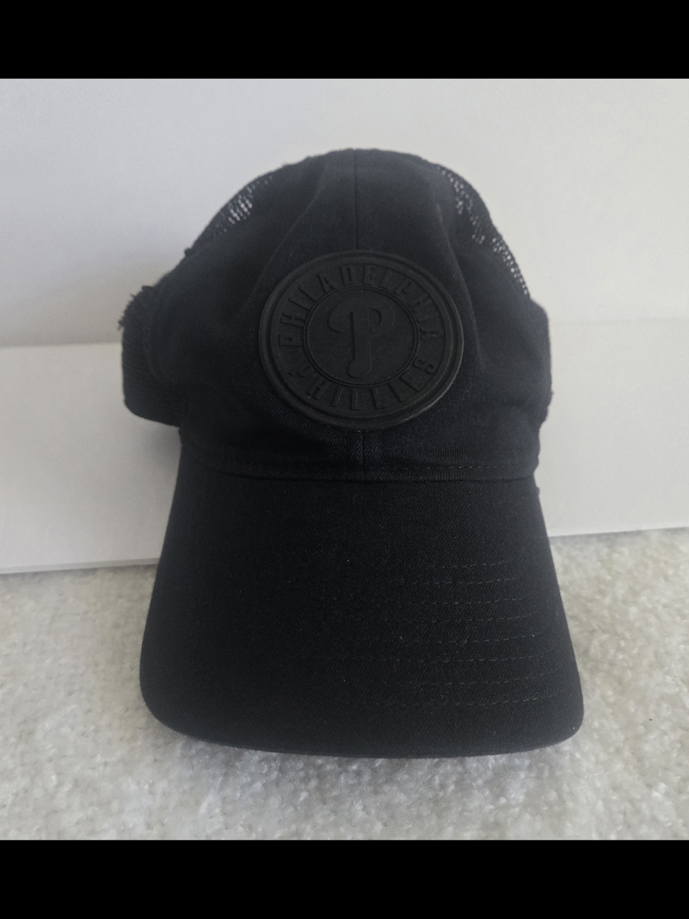 Philadelphia Phillies Fanatics blackout trucker snapback hat. Fanatics Brand